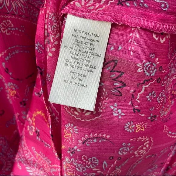 Anthropologie Maison d’Amelie Floral Pink Tie Neck Long Sleeve Blouse Size Small - Picture 7 of 8